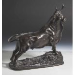 Gardet, Georges (1863-1939), Stolzer Stier, patinierte Bronze, naturalistische Ausformung, auf