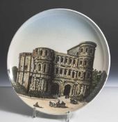 Wandteller, Villeroy & Boch Mettlach, "Porta Nigra Trier", rs. bez., Modellnr. 481, grüne