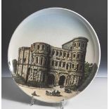 Wandteller, Villeroy & Boch Mettlach, "Porta Nigra Trier", rs. bez., Modellnr. 481, grüne