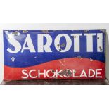 Emailblechwerbeschild Sarotti Schokolade, Plakatfabrik Stark & Riese Tannroda. Emailierung in
