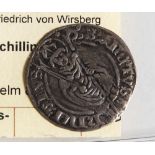 1 Münze, Würzburg, Friedrich von Wirsberg, Schilling, 1572, ss. DM ca. 2,5 cm.