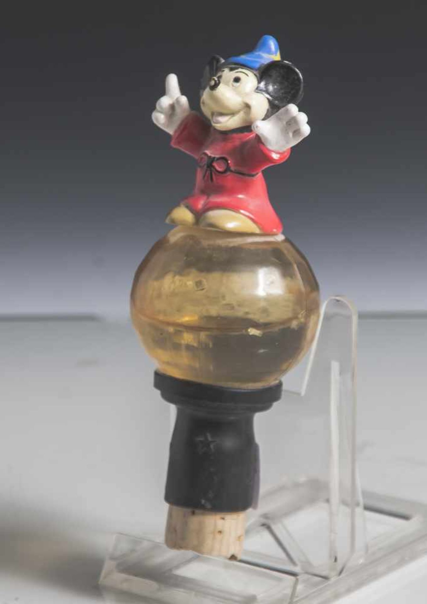 Weinflaschenverschluß, Mickey Mouse, als Zauberlehrling, wohl 1970er Jahre, Made in China, L. ca. 10