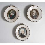 3 Miniaturen, 20. Jahrhundert, mit den auf Elfenbein gemalten Porträts von Mozart, Verdi und