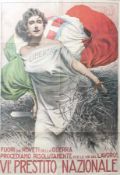 Sehr seltenes italienisches Kriegsanleihe Werbeplakat, 1. WK, Aufschrift "Fuori dai Roveti della
