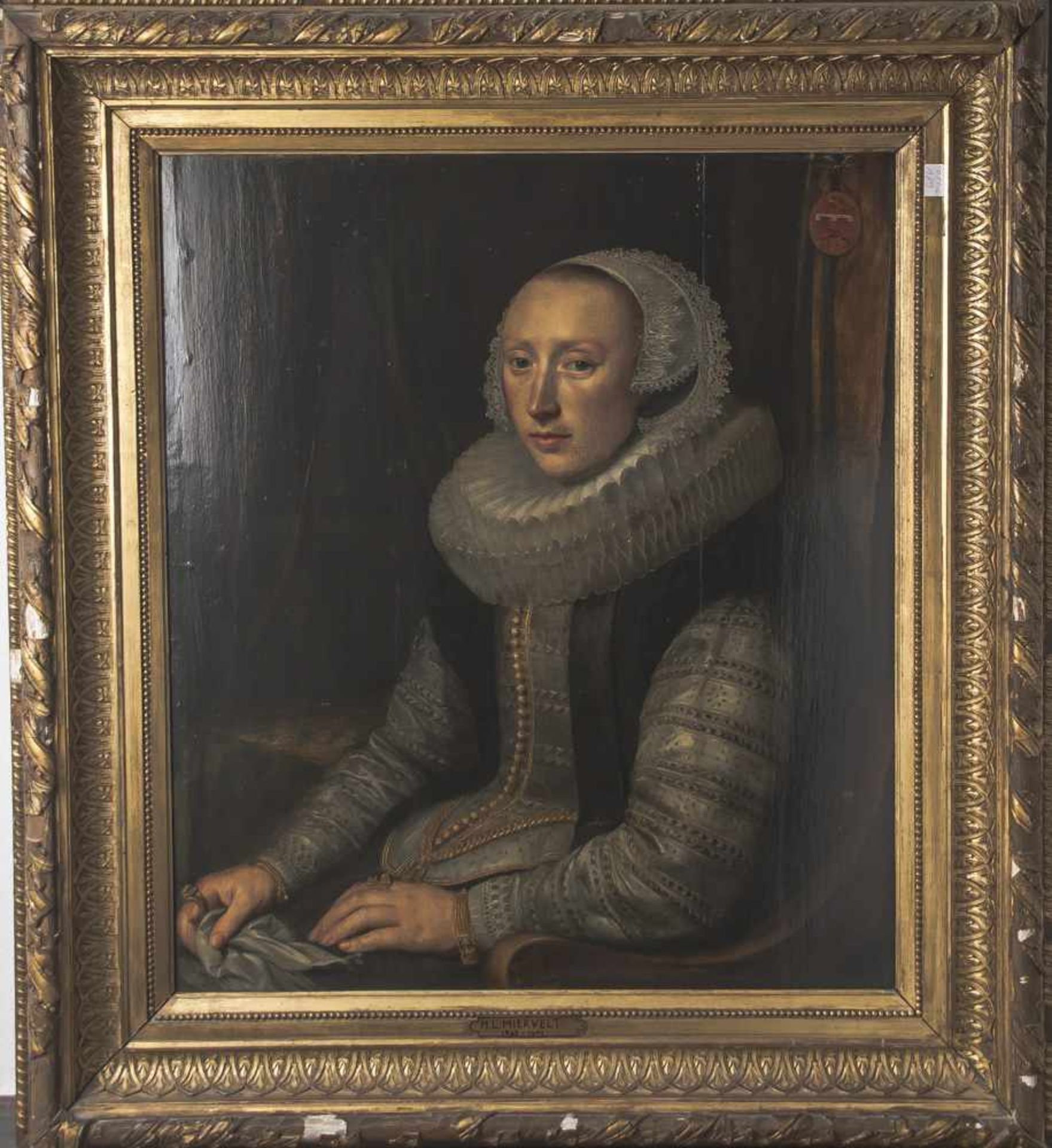 Miereveld, Michiel Jansz von (1567-1641), Porträt einer jungen Adelsdame. Öl/ Holz,