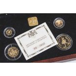 Konvolut von 4 Münzen und einer Plakette, Russland, 1995, Gold, Russisches Ballett, bestehend aus