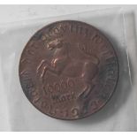 Münze, Notgeld der Provinz Westfalen, 10000 Mark, 1923, mittig Darst. eines steigenden Pferdes,
