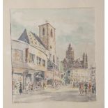 Presber, Adolf (1896-1977), Mainzer Straßenszene, Aquarell, re. u. sign., ca. 29 x 25,5 cm, PP,