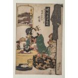 Eisen, Ikeda (1790-1848), Mitate Yoshiwara Gojusan tsui. Keisai dochu sugeroku. Aus: Yoshiwara