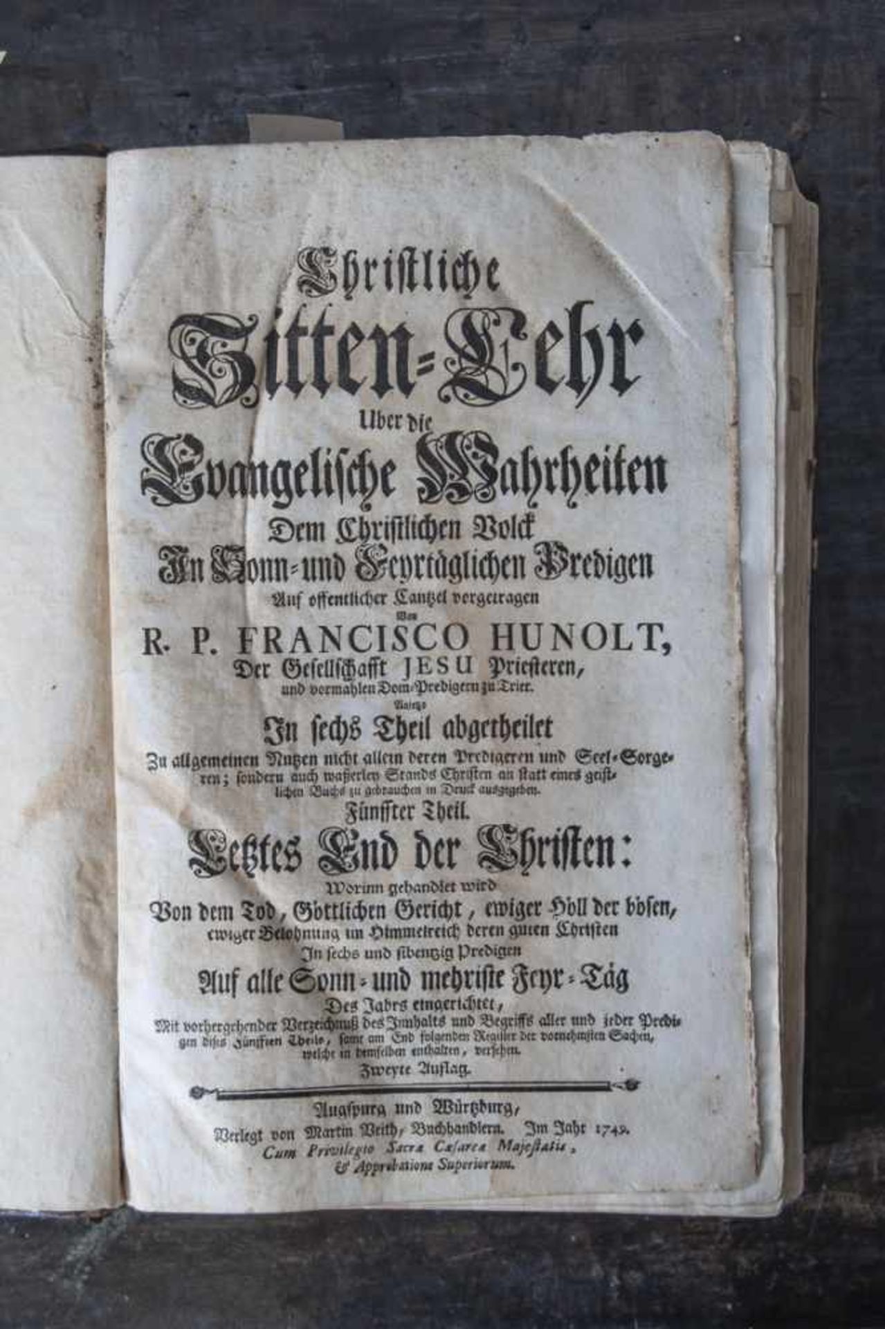 Hunolt, Franziskus, Christliche Sitten-Lehr über die Evangelische Warheiten (...). In sechs Theil - Image 2 of 6