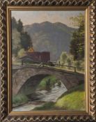 Fikentscher, Otto (1862-1945), Brücke bei Teinach, Öl/Lw., re. u. sign. ca. 55 x 40 cm, gerahmt.