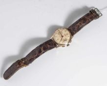 Herrenarmbanduhr, Automatik, Chronographe Suisse, Gehäuse GG 750, wohl 1940/50er Jahre, Werk läuft