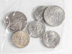 Posten Silbermünzen, 6 Stück, USA, 1 Liberty-Dollar, Freiheitsstatue, 1926; 1 Liberty-Dollar,