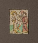 Farbholzschnitt aus: Legenda aurea von Jacobus de Voragine, Augsburg um 1494, ca. 8,3 x 9,2 cm,