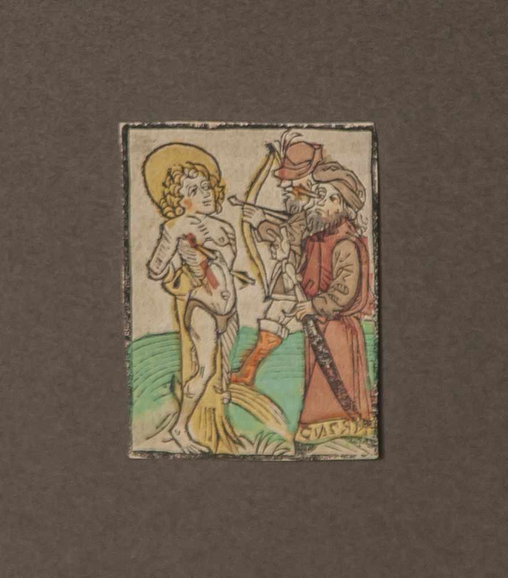 Farbholzschnitt aus: Legenda aurea von Jacobus de Voragine, Augsburg um 1494, ca. 8,3 x 9,2 cm,