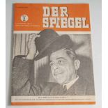 Zeitschrift "Der Spiegel", 1. Jahrgang, Nr. 1 vom 4 Januar 1947. Sehr schöner Zustand.