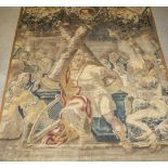 Wandteppich, wohl Flandern, um 1700, Wolle gewebt, mythologische Szenerie. Ca. 325 x 285 cm,