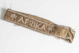 Afrika-Ärmelband, III. Reich, Kamelhaar, gestickte Ausführung, Zustand III, von Uniform abgelöst.