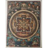 Mandala-Thangka, Tibet, 19. Jahrhundert, Gouache/Leinen, mit zentraler Buddhadarstellung, mehrfach