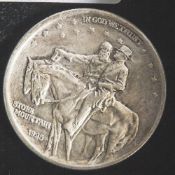 1 Münze, USA, 1/2 Dollar, 1925, Silber, Gedenkmünze Stone Mountain Denkmal, Rand gekerbt, vz.