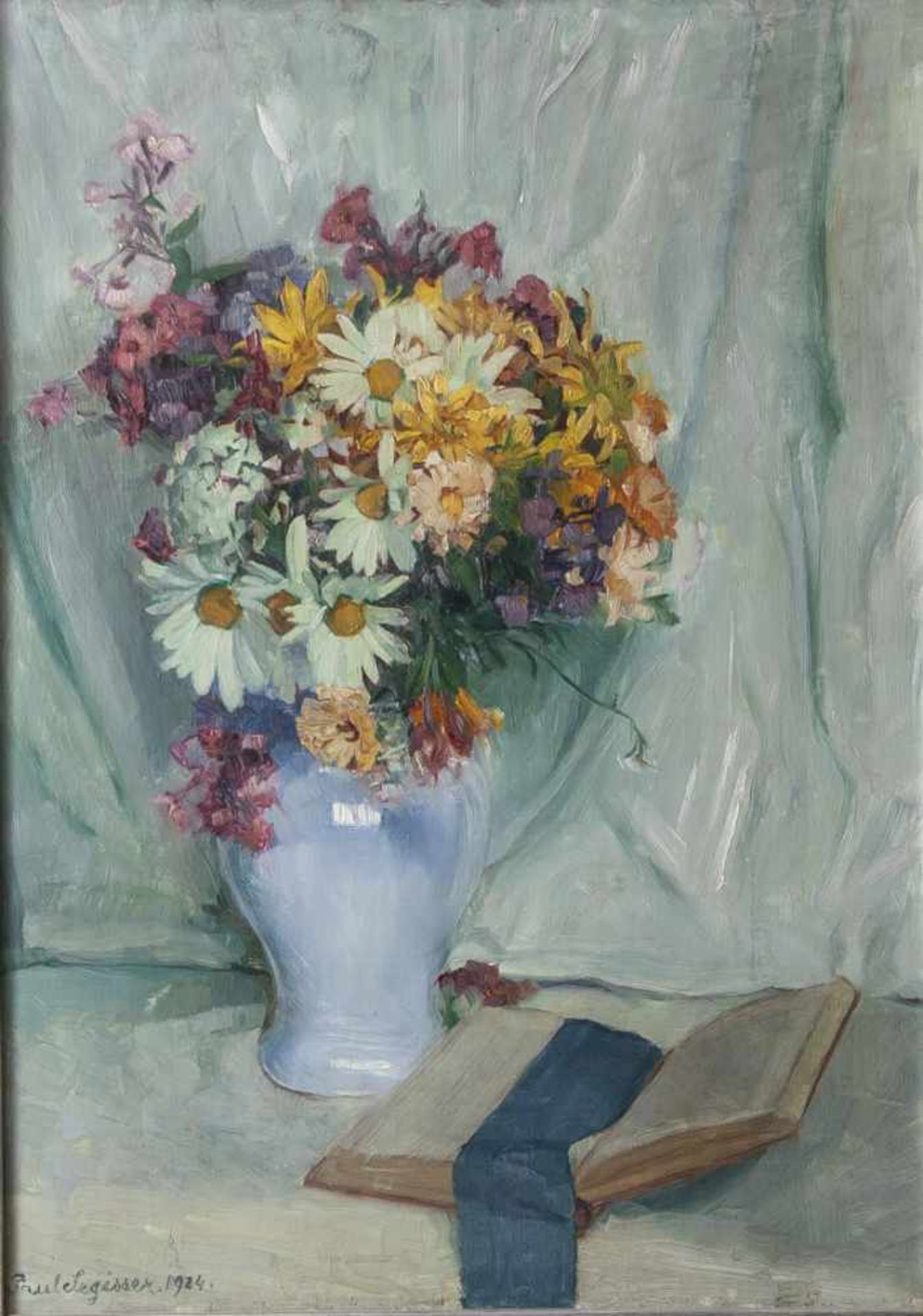 Segisser, Paul (1866-1934), Stillleben mit Blumen, 1924, Öl/Lw, li. u. sign. u. dat. "Paul