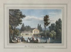 Engelmann, Gottfried (1788-1839), Der Kursaal in Wiesbaden, Lithographie, handkoloriert, ca. 27,5