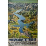 Bieder, Max (1906-1994), "Vierwaldstättersee", Plakat/Farblithographie, A. Trüb & Cie, Aarau(Hrsg.),