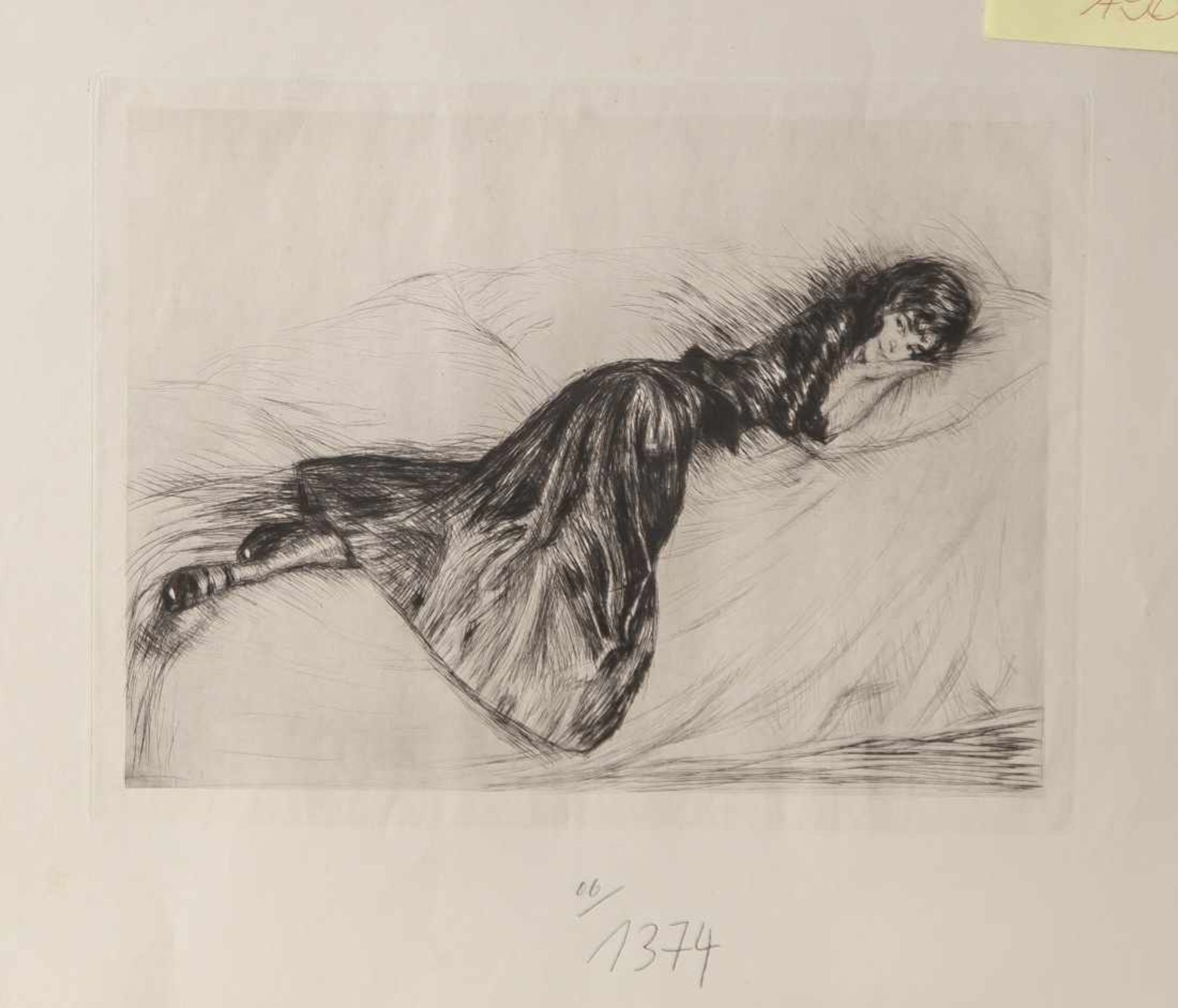 Götze, Otto (1868-1931), "Anni", Radierung, rs. sign. u. bez., ca. 21,5 x 28 cm, ungerahmt. Leicht