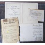 4 historische Unterlagen: Mietvertrag für Wohnungen Oppenheimer Landstr. Frankfurt 1932, Schreiben