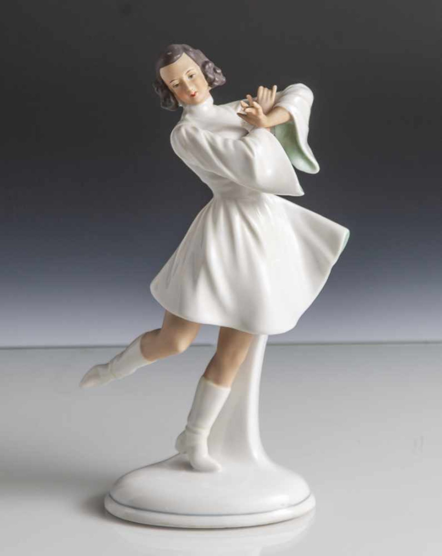 Figurine, Tänzerin, Schaubach Kunst, Marke von 1928-1953, Modelnr. 1046, polychrom gefasst. H. ca.