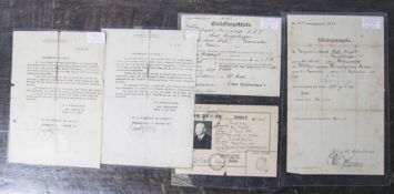 4 verschiedene Urkunden, I. Weltkrieg, Karl Leopold Landsberger, Führungszeugnis, 3. Kompanie I.