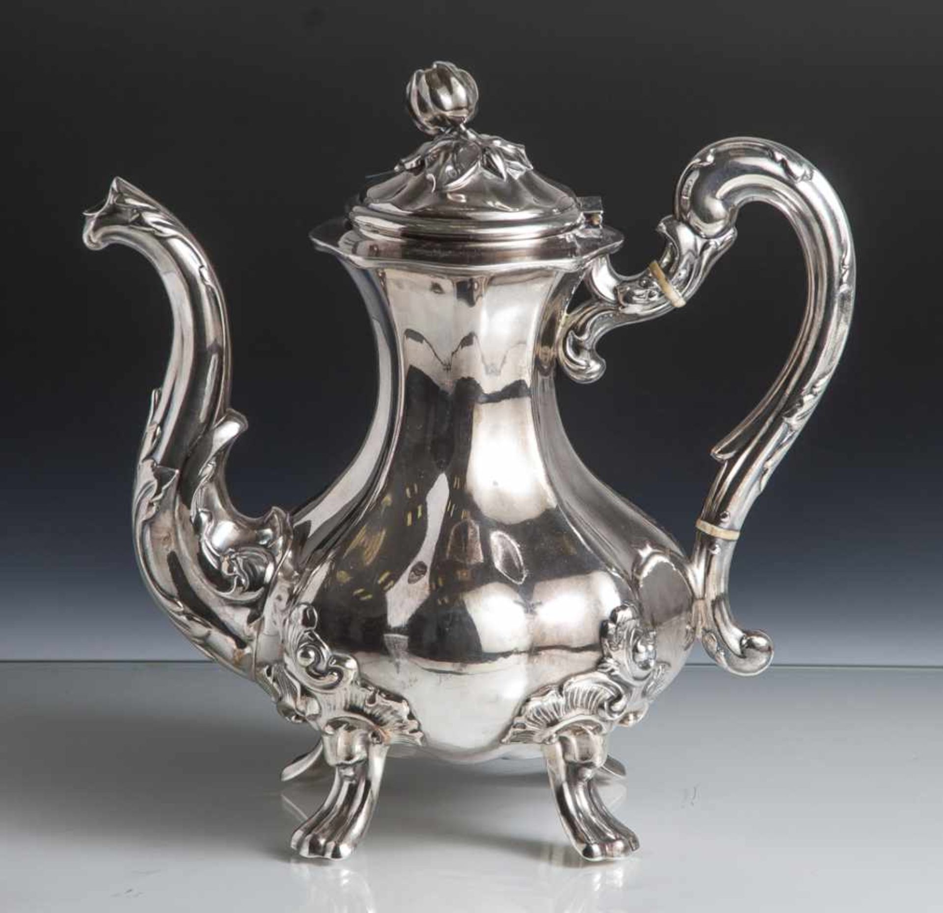 Kaffeekanne, Silber 950, Alphonse Debain, Frankreich, um 1900, gemarkt: Feingehalt, 1er titre von