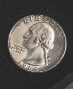 1 Münze, USA, 1/4 Dollar, 1964, George Washington.