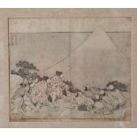 Hokusai (1760-1849), Die Erschaffung der Fuji, aus der Serie: 100 Ansichten der Fuji (1836),