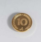Medaille, 10 Pfennig, Zwanzig Jahre Löwen-Automaten 1949 - 1969, Gold 986, 9,9 gr.