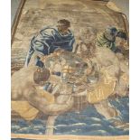 Wandteppich, wohl Flandern, um 1700, Wolle gewebt, mythologische Szenerie, rs. bez. Salon No. Ca.