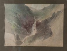 Hoffmann, Heinrich Adolf Valentin (1814-1896), "Oberer Reichenbachfall", Aquarell, li. u. sign. u.