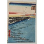 Hiroshige, Ando (1797-1858), Farbholzschnitt, Samezu, Seeufer von Shinagawa, aus: 100 Ansichten