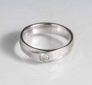 Herren-Solitärring, Weißgold 585, ausgefasst mit 1 Brillant, ca. 0,25 ct/K-L/P1-2, Ringgröße: 69/70,