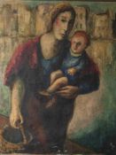 Rolf (20. Jahrhundert), Moderne Maria. Darstellung einer jungen Frau in blauem Gewand und rotem