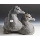 Wasserspeier, Entenpaar, Bronze. H. ca. 27 cm.