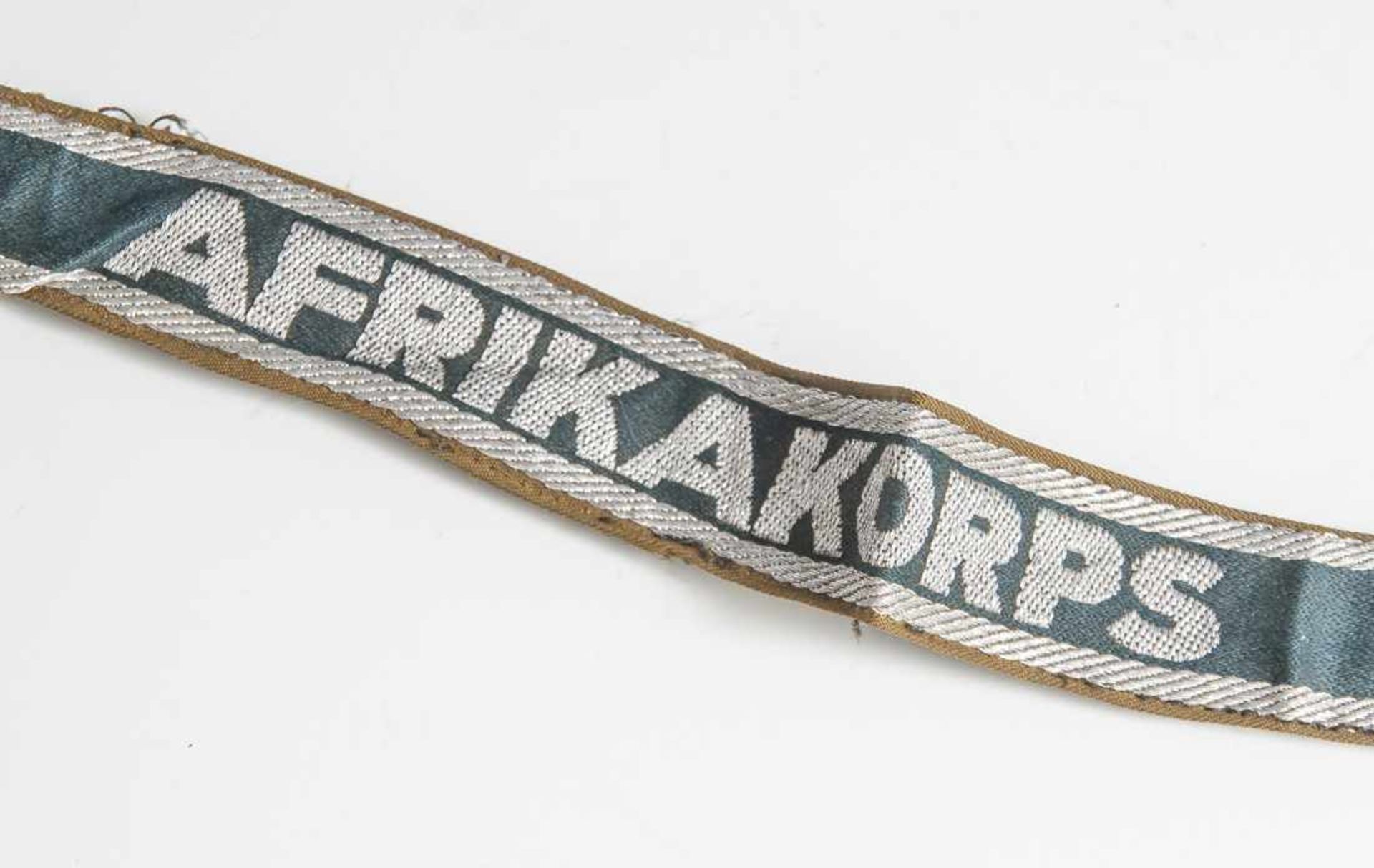 Ärmelband, Afrikakorps, III. Reich, Wehrmacht, metallfadengewebte Ausführung für den Tropenrock.