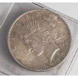 1 Silberdollar, "Peace Dollar", USA, 1923, Silbermünze, schauseitig Adler mit Umschrift "United