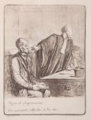 Lithographie, Daumier 208/500, Les momente Difficiles de la vie, handsigniert. ca. 30x22cm.