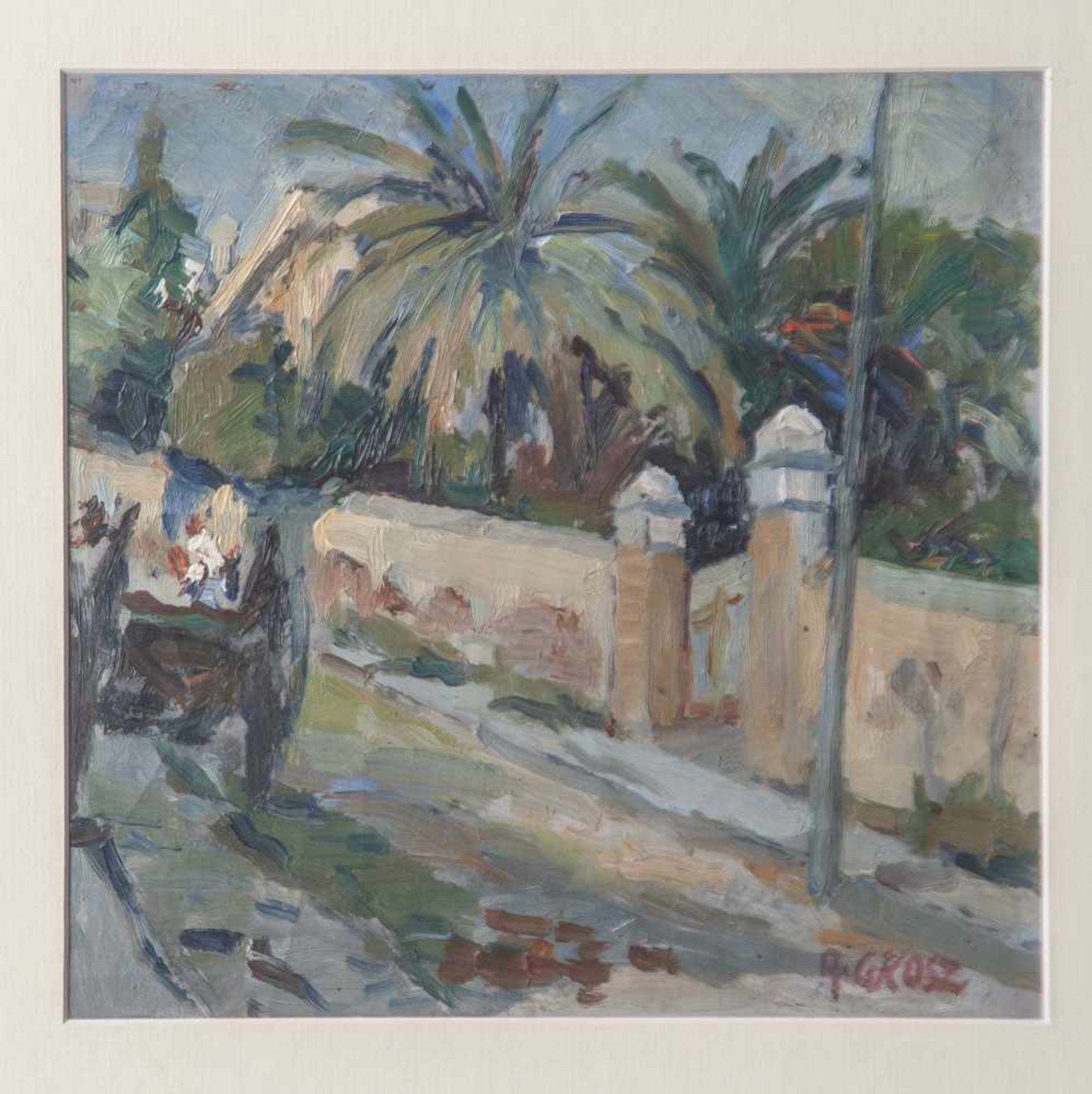 Grosz, August Ignatz (1847-1917), Mediterrane Straßenszene mit Pferdekutsche, Öl/wohl Lw., re. u.