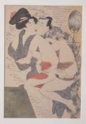 Kitagawa, Utamaro (1753-1806), "Erotik" Nr 10, Farboffsetdruck. Ca. 31 x 21,5 cm, PP, hinter Glas