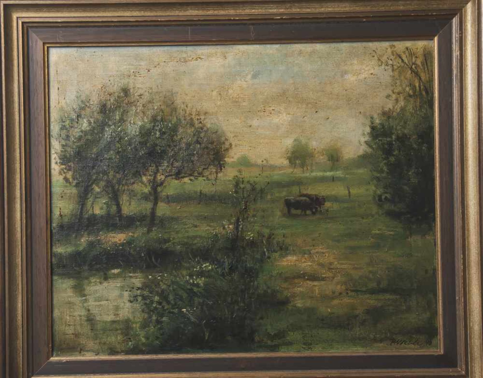 Weber, Rudolf (1908-1966), Weidende Kühe in sommerlicher Landschaft, Öl/Lw., rechts unten
