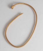 Flechtcollier, Gelbgold 750, feine Goldschmiedarbeit, L. ca. 46 cm, ca. 21,6 gr.