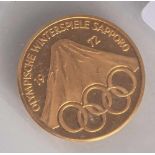 Medaille "Olympische Winterspiele, Sapporo 1972, 985 Gold, ca. 7 g.