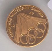 Medaille "Olympische Winterspiele, Sapporo 1972, 985 Gold, ca. 7 g.